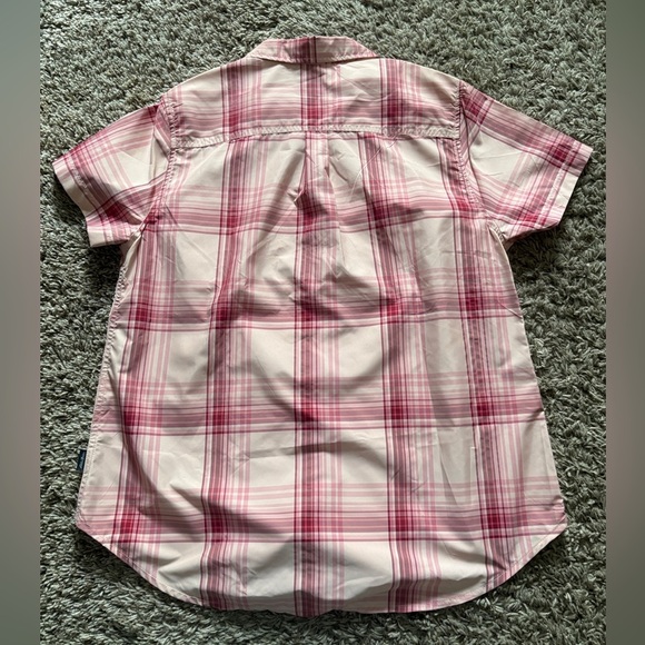 Eddie Bauer Women's Pink and White Plaid Button-Down Shirt - Picture 2 of 8
